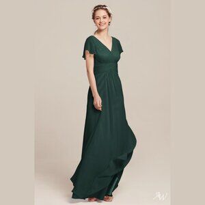 Emerald Green Long Bridesmaid Dress- M